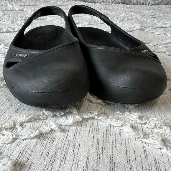 Crocs Olivia Black Gem Slingback Slip-On Comfort Round Toe Flats Sz 10 - Picture 2 of 9